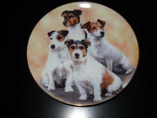 Farfurie decorativa Denbury Mint, catei Jack Russell - cadou Craciun