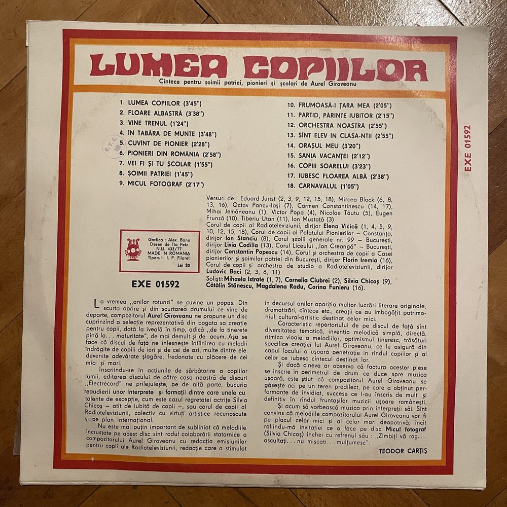 disc vinyl, vinil - Lumea Copiilor - cantece pt. copii • comunism