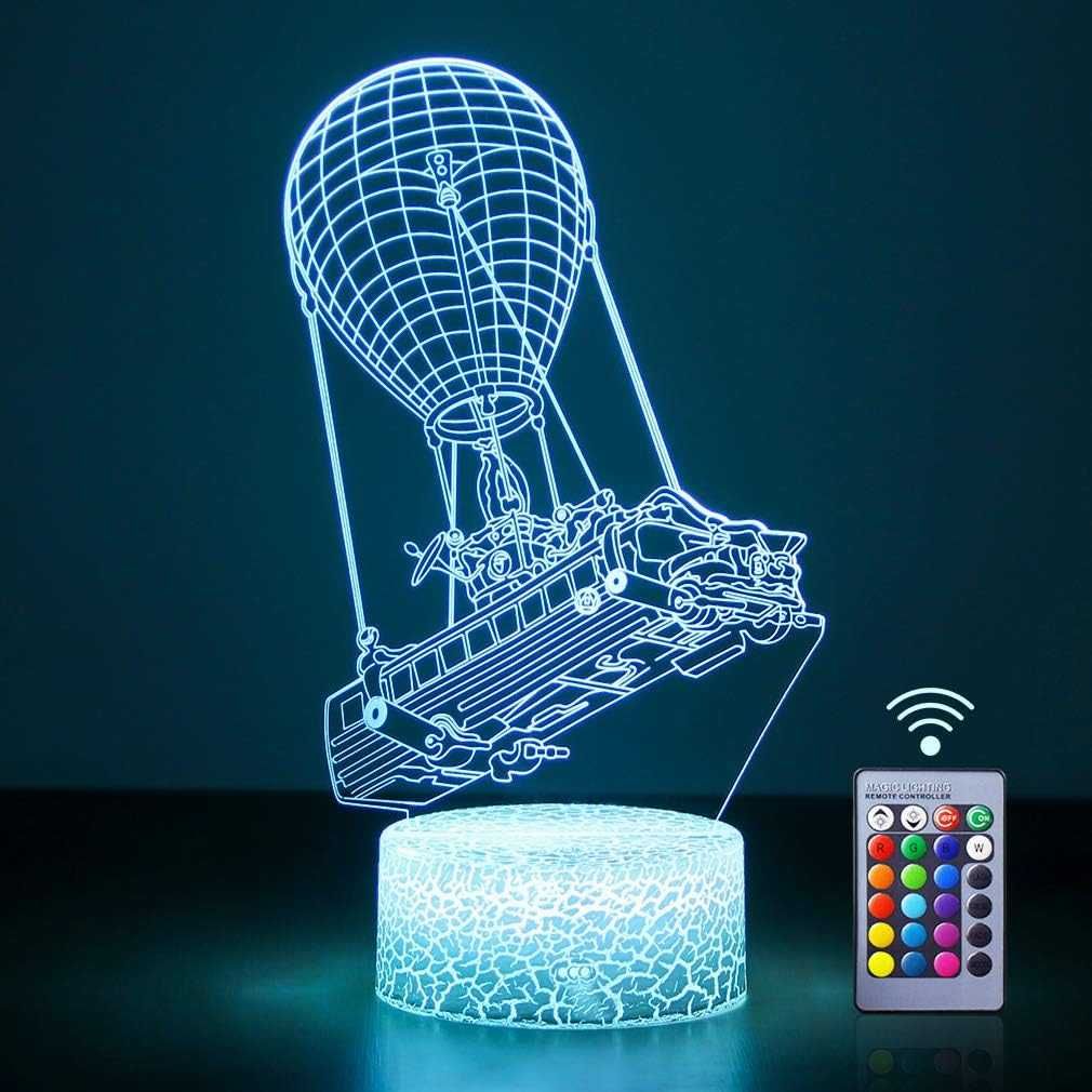 Battle Bus 3D нощна лампа с дистанционно 16 променящи се цвята USB