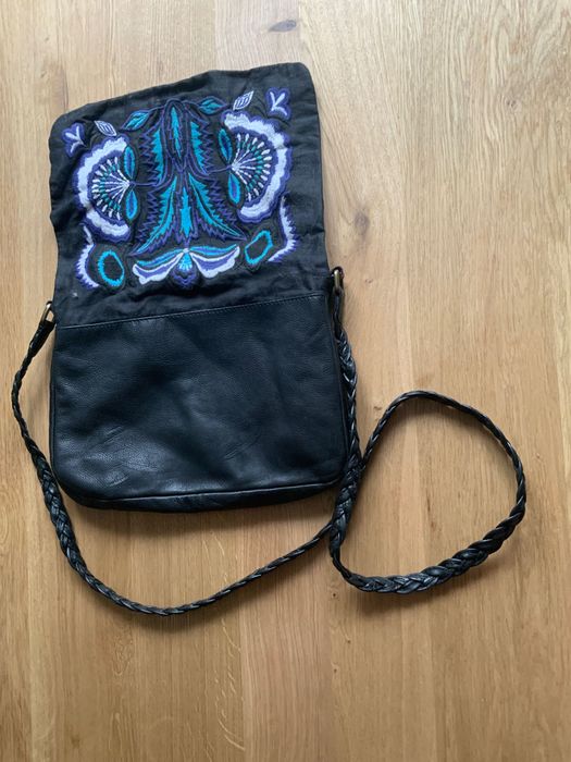 Дамска чанта - лен/естествена кожа