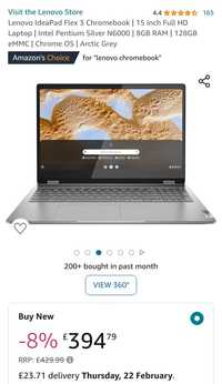 Laptop Lenovo Flex 3  cu Touchscreen| FHD 15" | RAM 8+128GB Chromebook