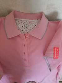 Дамска розова тениска с яка