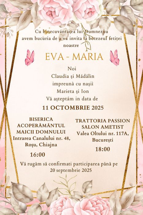 Invitatii nunta/botez/zile de nastere