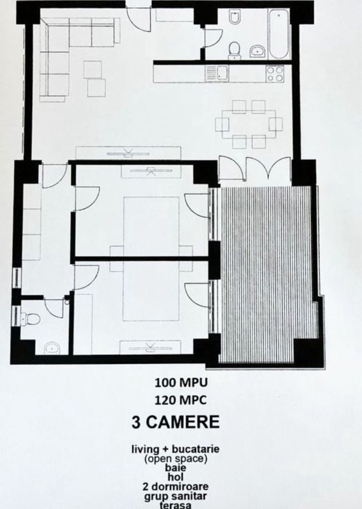 De vanzare apartament 3 camere bloc nou Centru Gib Mihaescu
