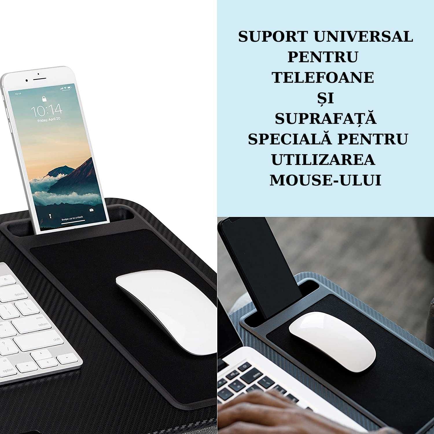 Stand Laptop cu Suport Tableta si Telefon Incorporat, Portabil