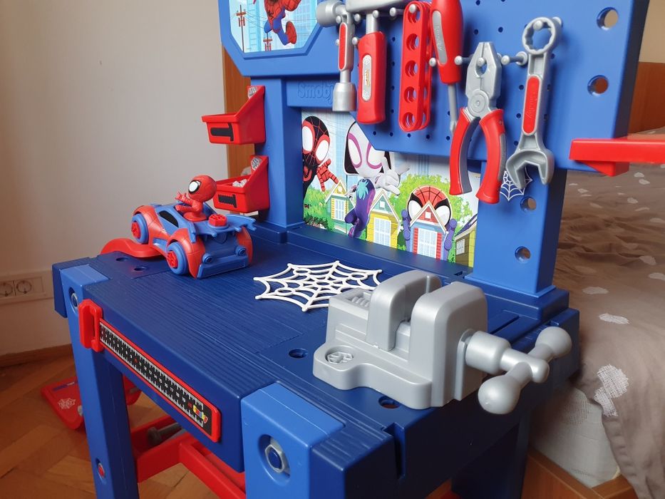 Atelier lucru Spidey Bricolo Center Marvel Smoby - tobogan+mașină