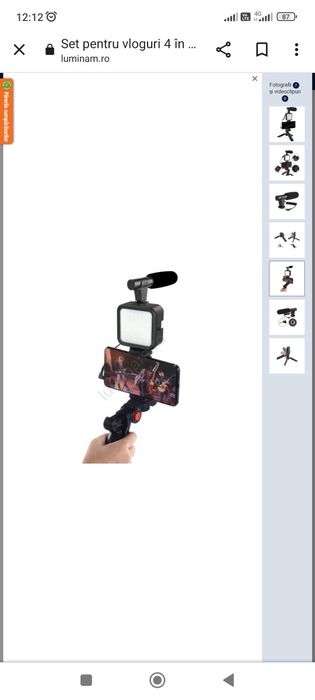 Set pentru vloguri 4 în 1 – microfon, lampă LED, trepied, suport de te