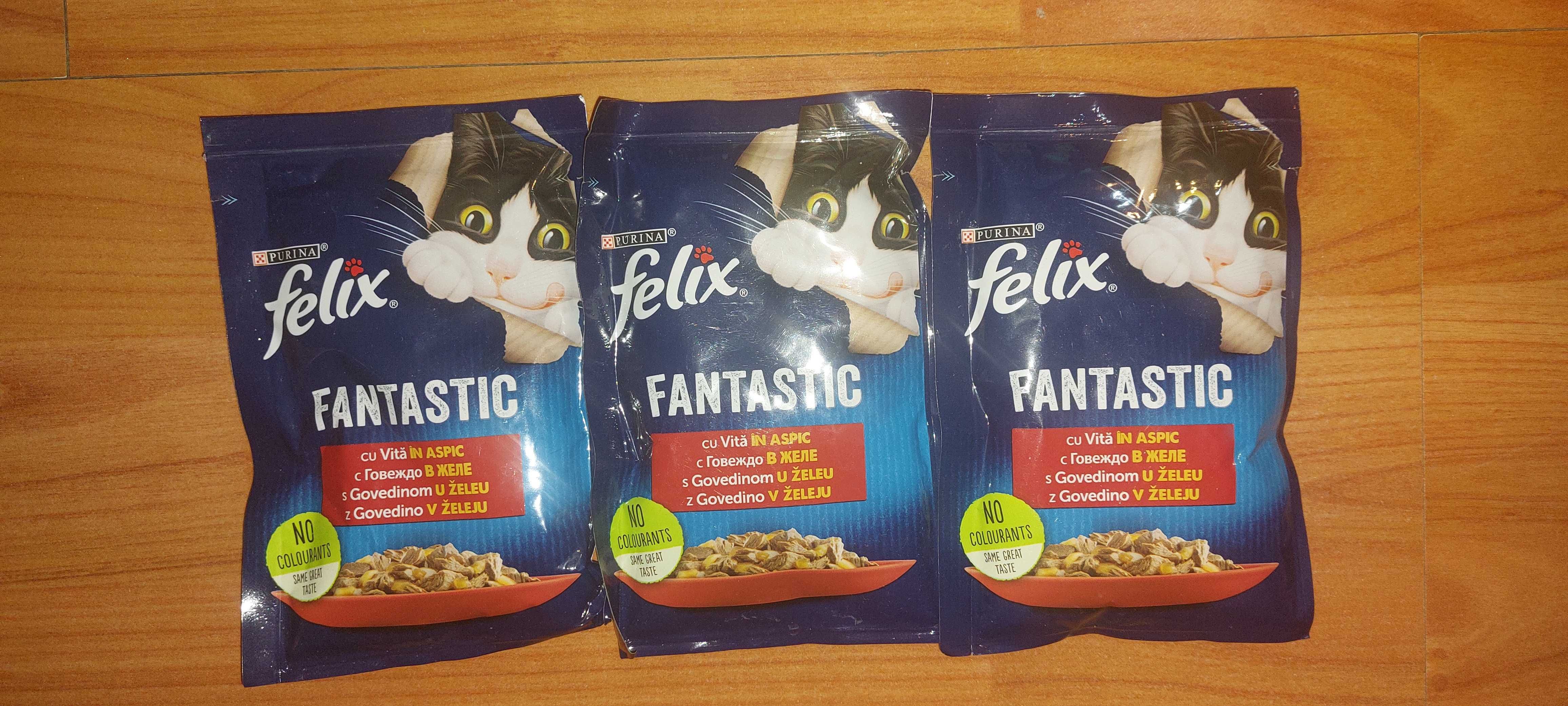 Nou Felix Fantastic Adult, hrana umeda pentru pisici, Vita, 85 gr