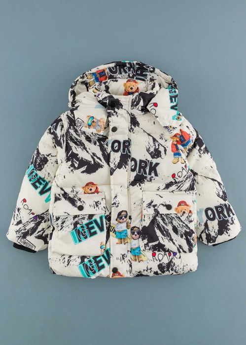 Детско яке с мечета и аксесоар чанта, Екрю Цвят