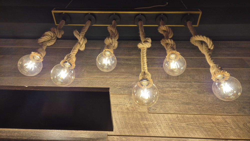 Lustra corp de iluminat Hand Made stil rustic, becuri LED incluse