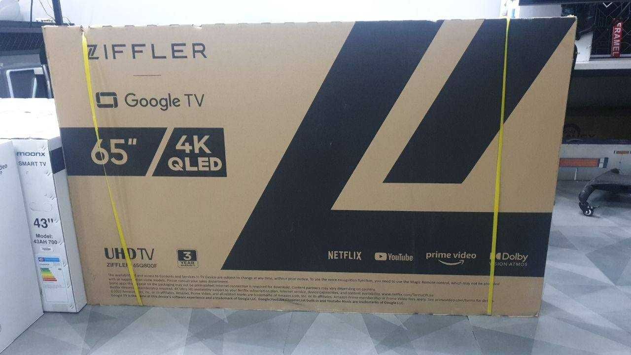 Телевизор ZIFFLER SmartTv 4K 75/65/55/50/43 + прошивка, РАССРОЧКА есть