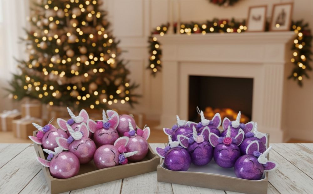 Glob Unicorn Personalizat cu Nume  Cadou copii Ornamente Brad Crăciun