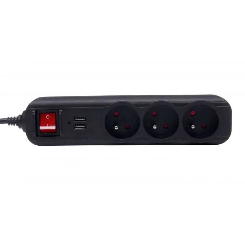 Prelungitor electric cu intrerupator3 prize, 2 mufe USB, 1.5m KD4031