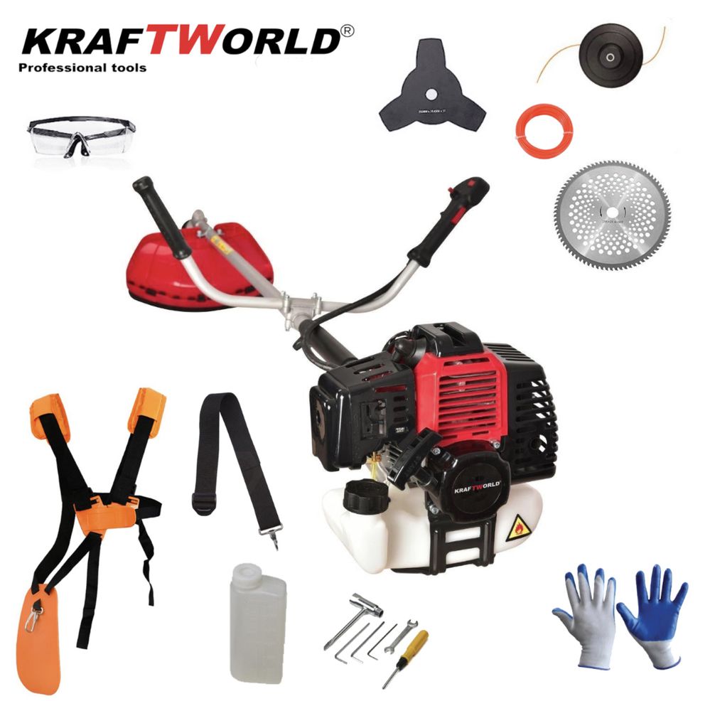 PRO Бензинов Тример за трева KraftWorld +10 ПОДАРЪКА