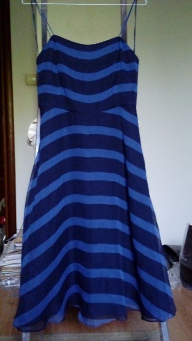 rochie Halston Heritage, voal silk, S, breton/nautical