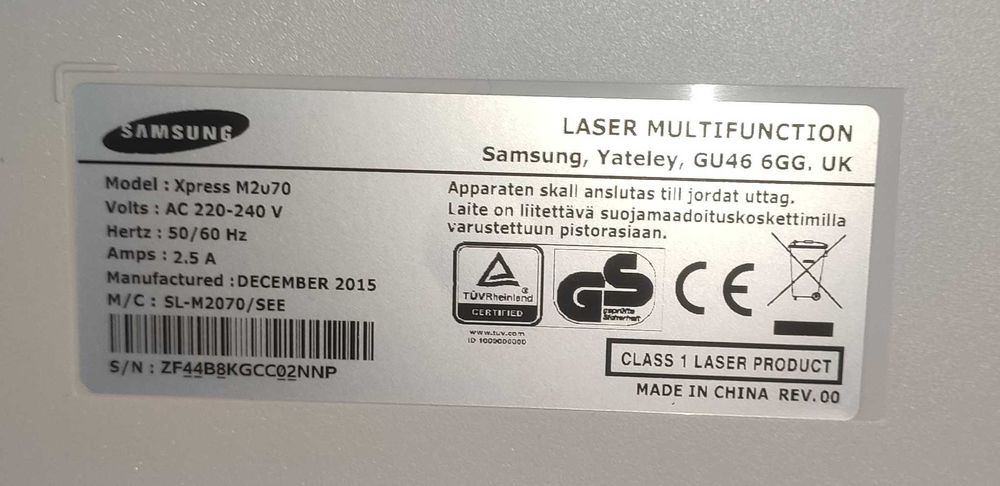 Принтер, скенер, копир Samsung M2070 Xpress MFP + Нова касета