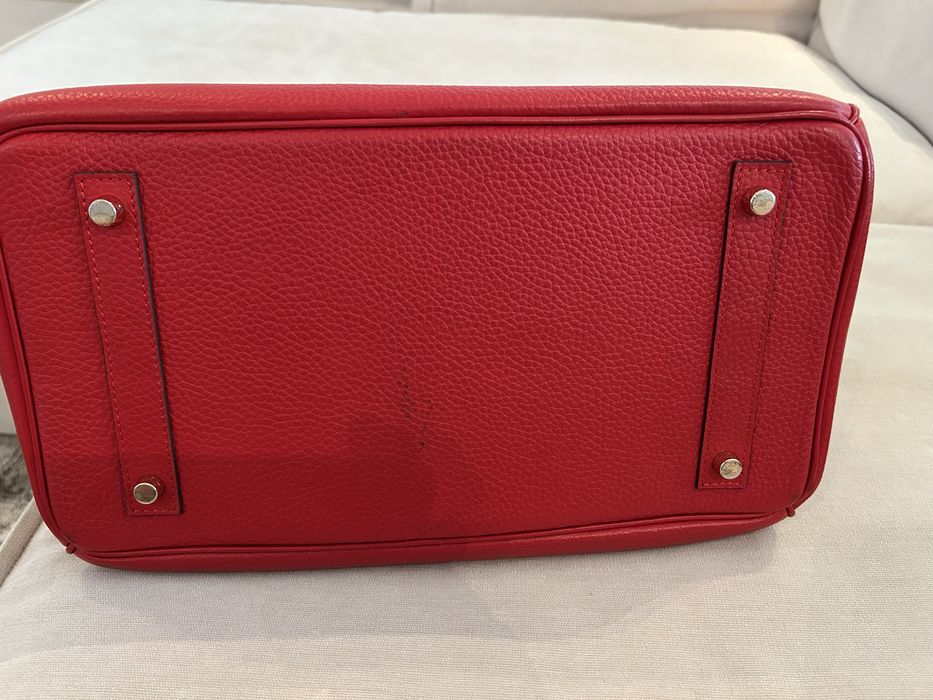 Hermes червена кожена чанта .разнер 35 см