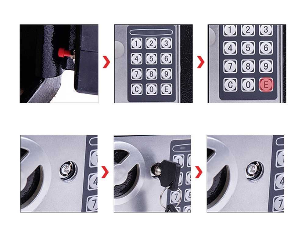 Seif electronic cu cod digital si 2 chei de urgenta din otel 23x17cm