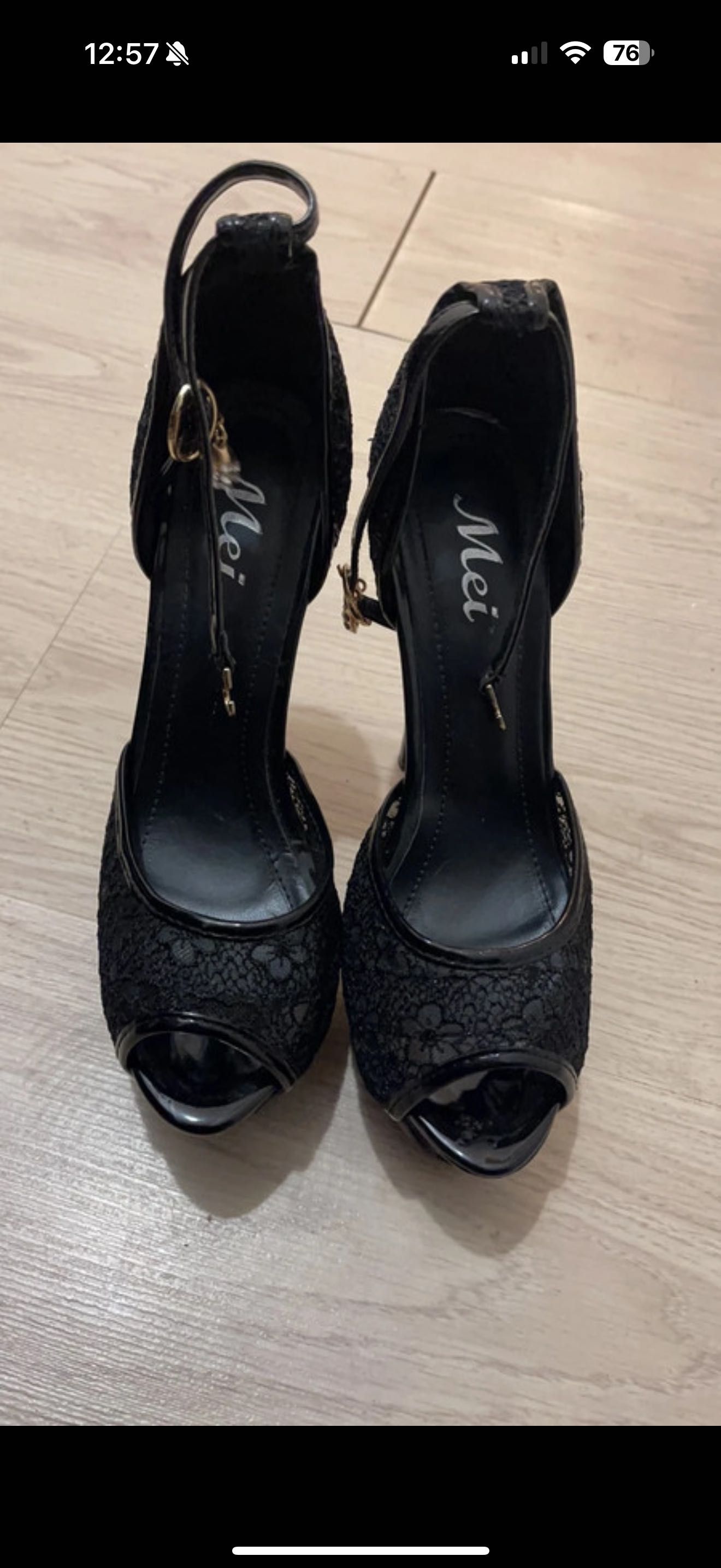 Sandale noi negre cu toc 10 cm mărimea 38