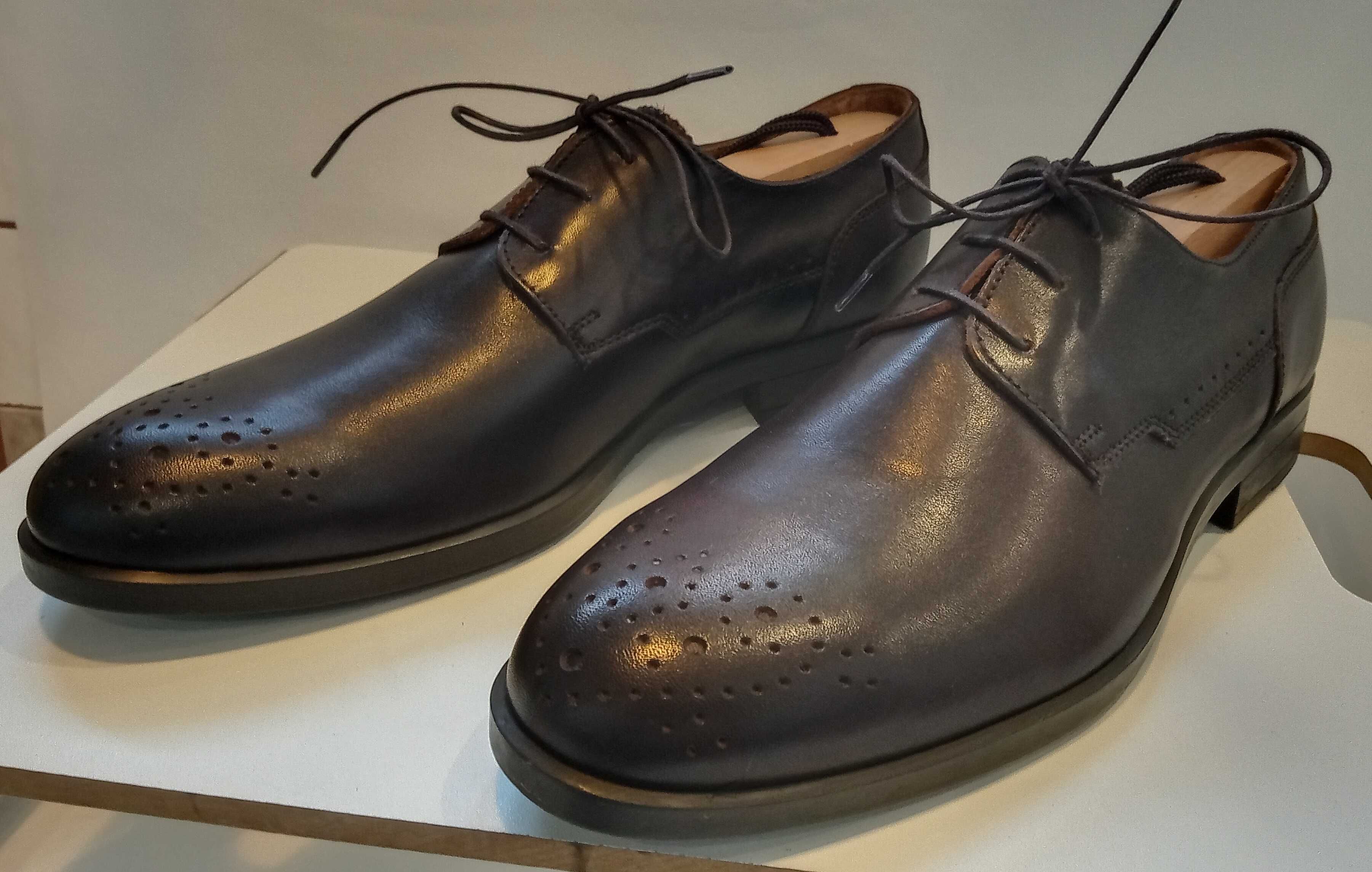Pantofi derby cap toe de lux Minelli Italy 39 40 piele naturala