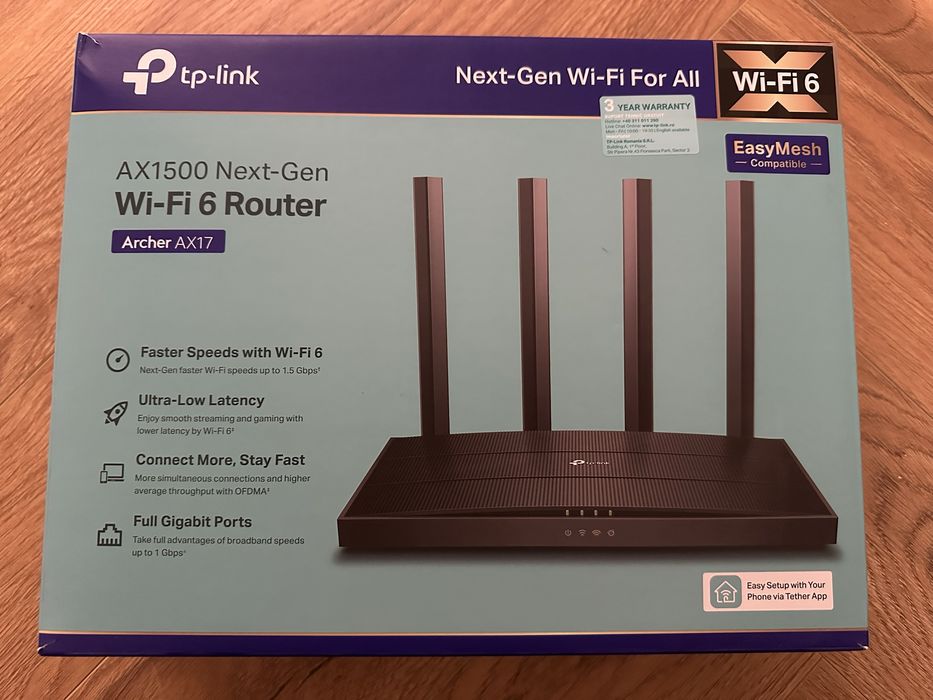 Рутер TP-LINK ARCHER AX17 AX1500 Dual-band, WI-FI 6, GIGABIT