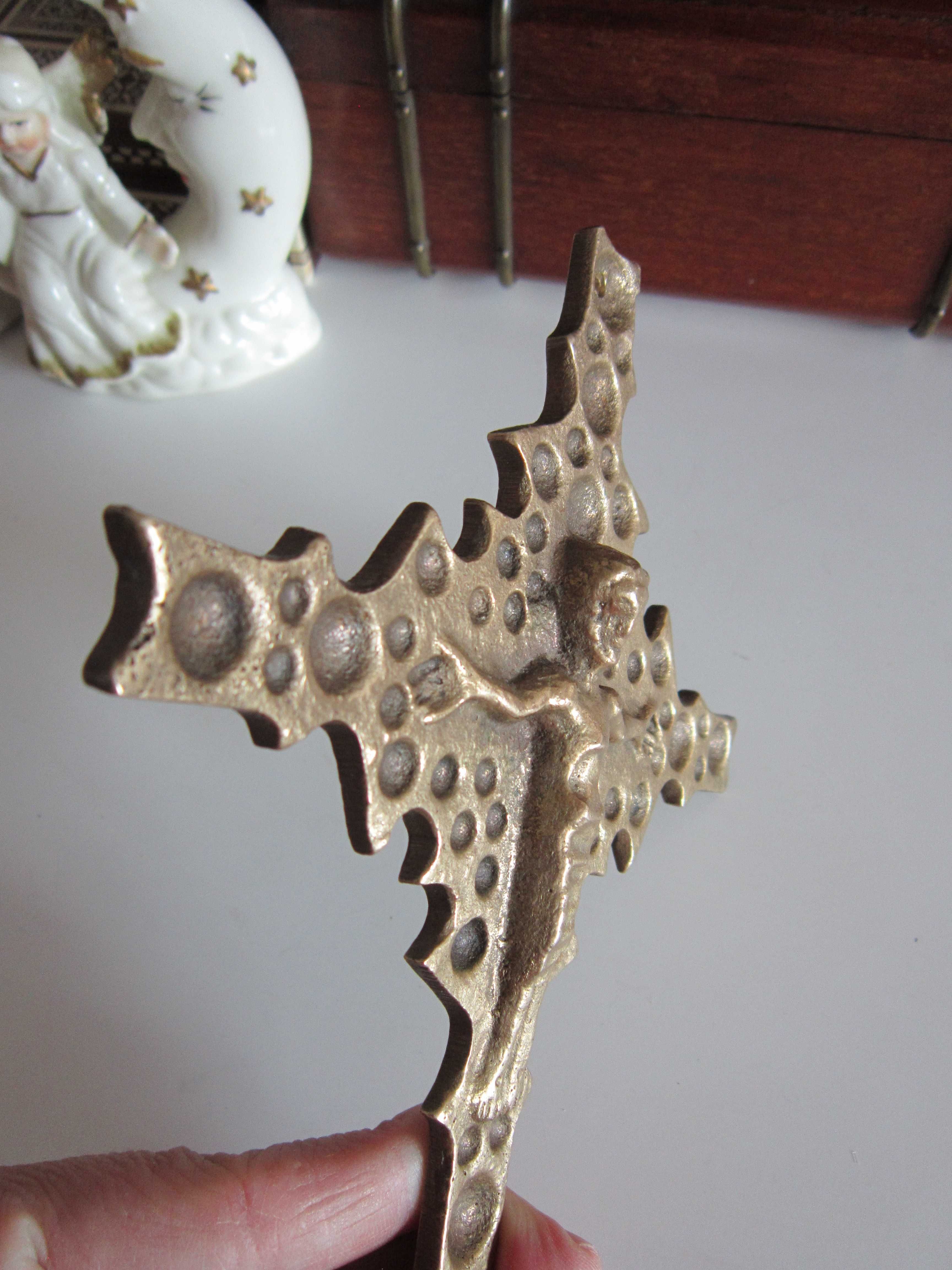 rar Cruce Crucifix Mid-Century Modern Brutalist bronz Germania'60