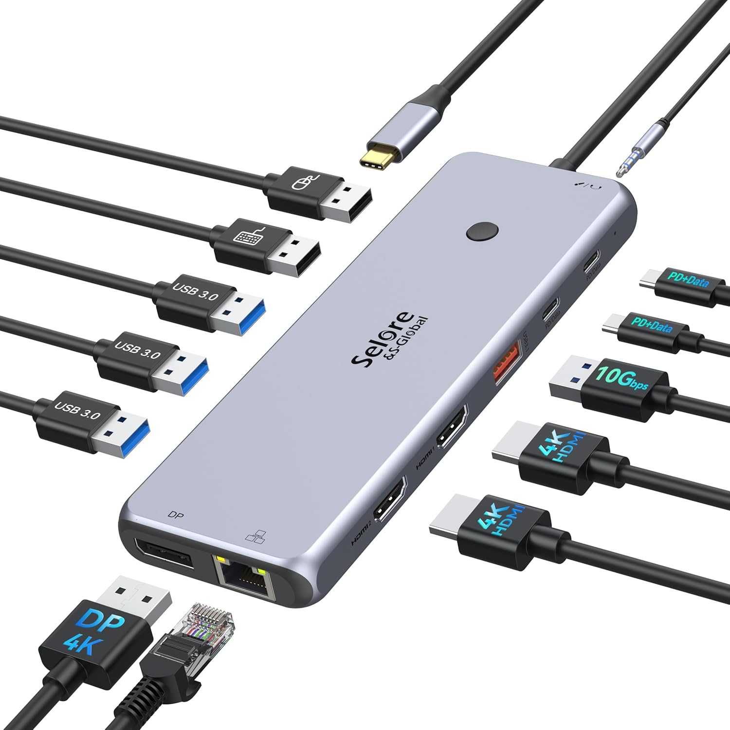 USB C Докинг станция Мултимонитор Лаптоп 2 HDMI DP/USB C  13 в 1