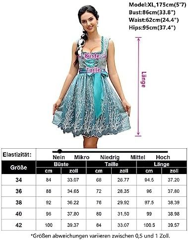HAUSPROFI Дамска жакардова рокля от 2 части Dirndl, къса с престилка