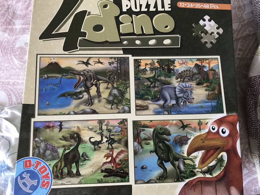 Puzzle 4 in 1 cu dinozauri