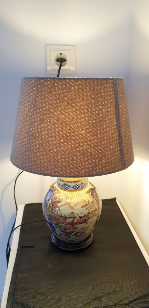 Lampa veioza vintage colectie ceramica pictata Imari Japonia 1920