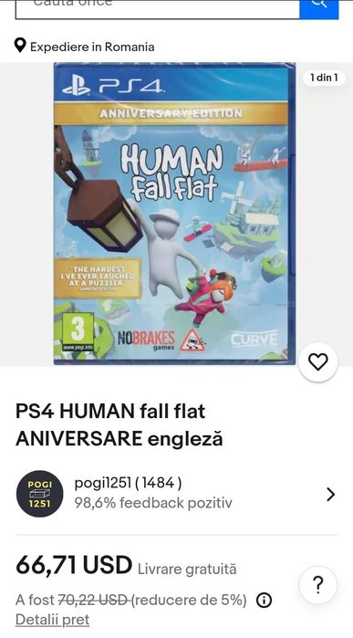 Vând joc human fall flat aniversare edition pentru PS4