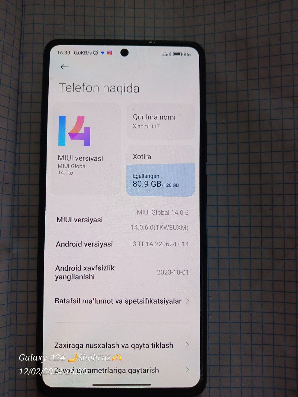 Telefon edial holatda kafolati 1 oy xiaomi11 T