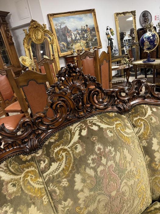 Canapea baroc cu doua fotolii + masuta cu blat de onix