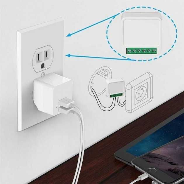 Mini Smart Switch Wi-Fi, Releu inteligent 16A programabil WiFi