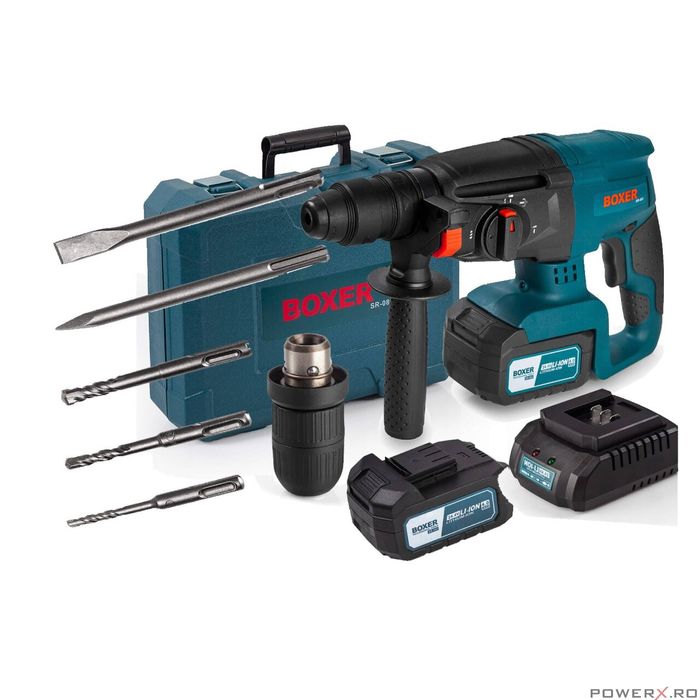 Ciocan rotopercutor cu acumulator, 2.1J 4 Ah 24V, Boxer