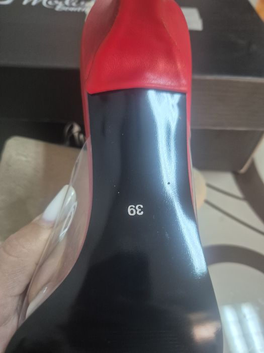 Pantof deschis din piele cu toc