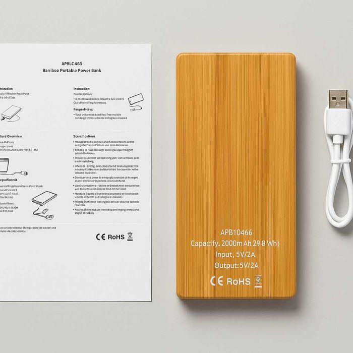 Baterie externă portabilă cu carcasă din bambus AP810468