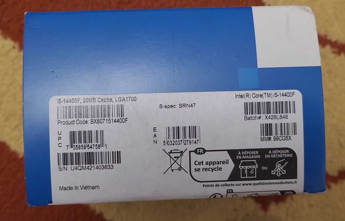 Procesor Intel  i5-14400F, pana la 4.7 GHz , soket 1700 , nou