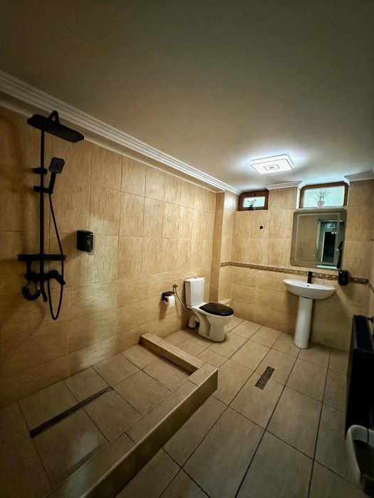 Sauna pe lemne, bazin cu apa