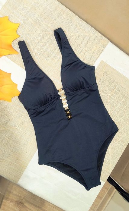 Дамска къса лятна ефирна плажна рокля цял черен бански с подплънки