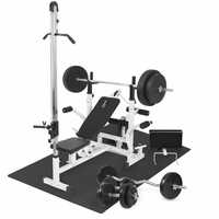 Pachet Complet Bancă Multifuncțională + Scripete + Set greutăți 100 kg