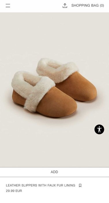 Нови домашни чехли/пантофи Zara home kids от велур.