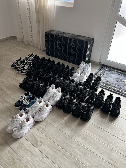 Adidasi Versace Chain Reaction Noi Negru Alb