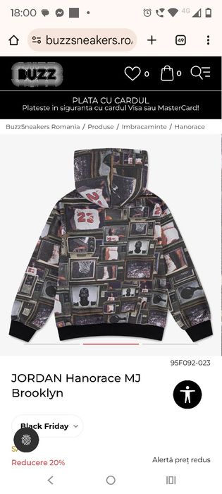 Hanorac copii baieti Nike Jordan Brooklyn 14-15 ani