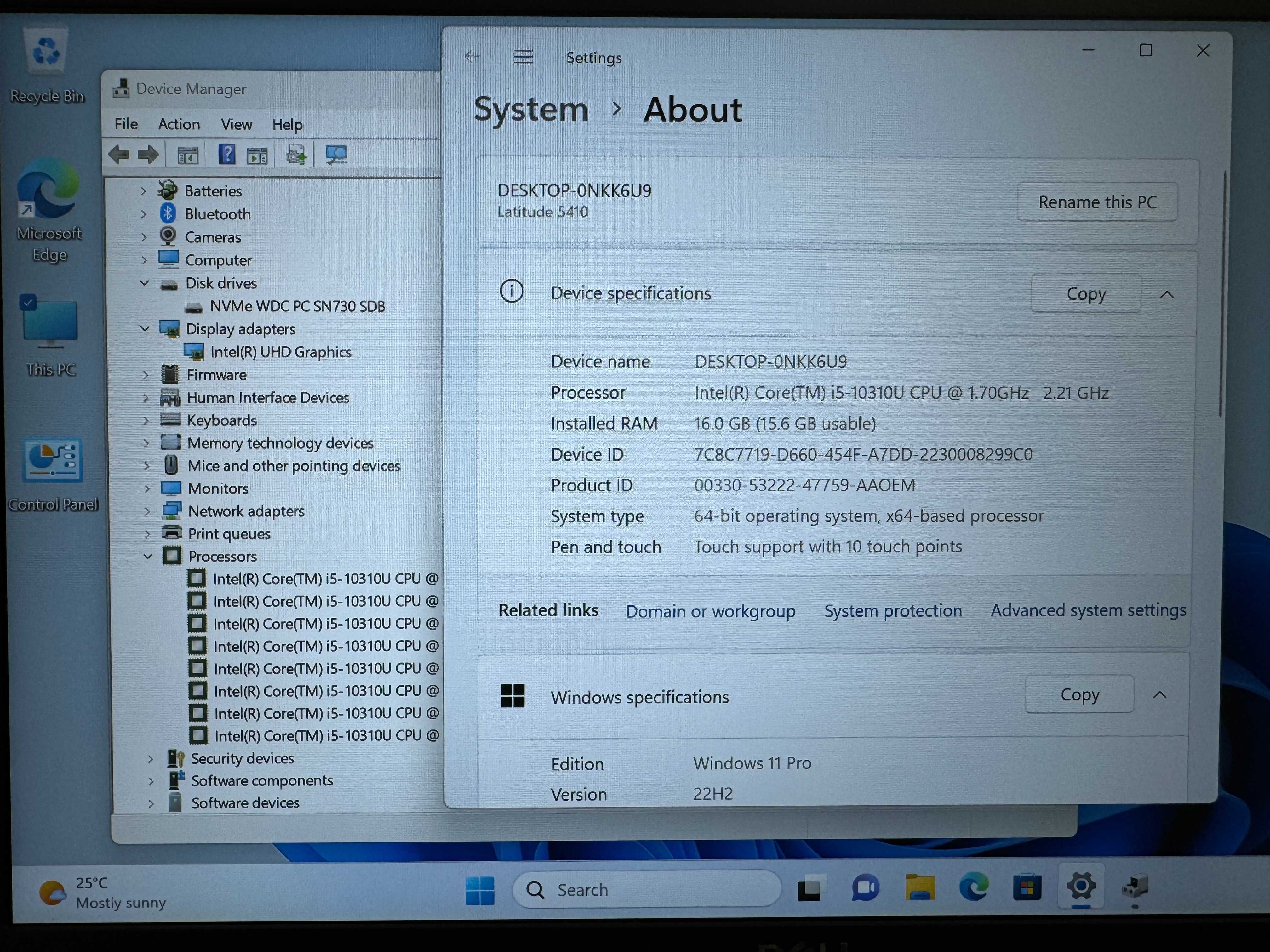 14' Touch Full HD IPS i5-10310u DELL Latitude 5410 16GB DDR4/256GB SSD