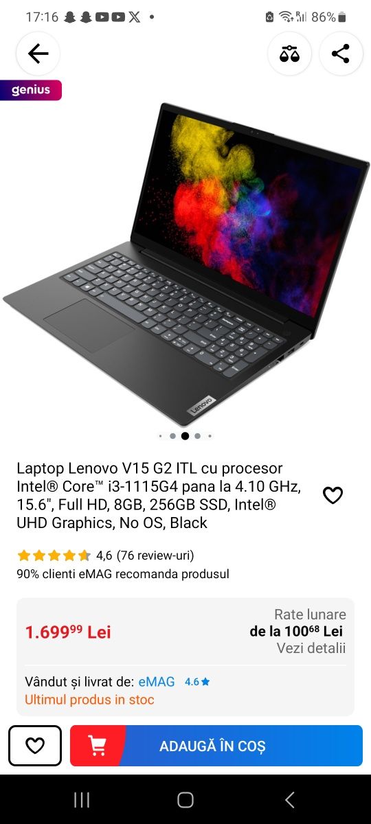 Laptop Lenovo V15 i3 11th | 12 gb ram