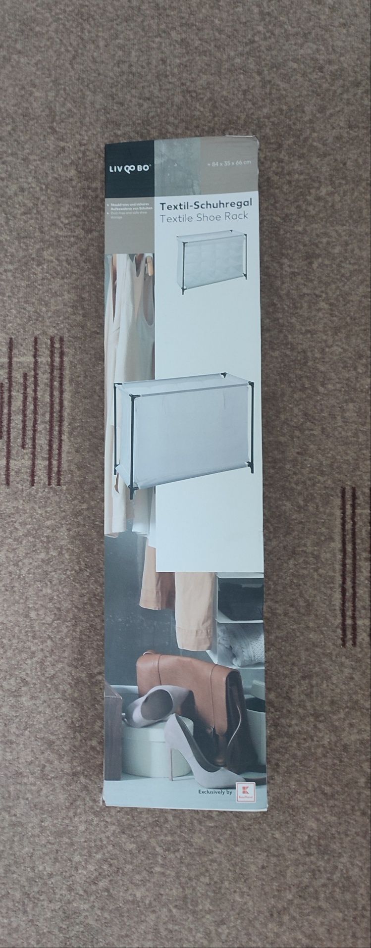 Нов текстилен шкаф за обувки с 16 разделения (бял и сив) /84х35х66 см