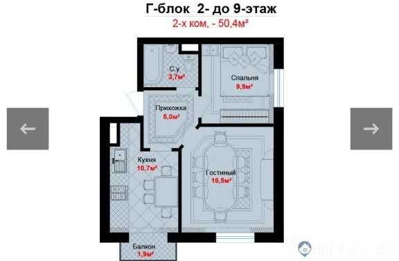 Квартира Новостройка 2-ух комнатная