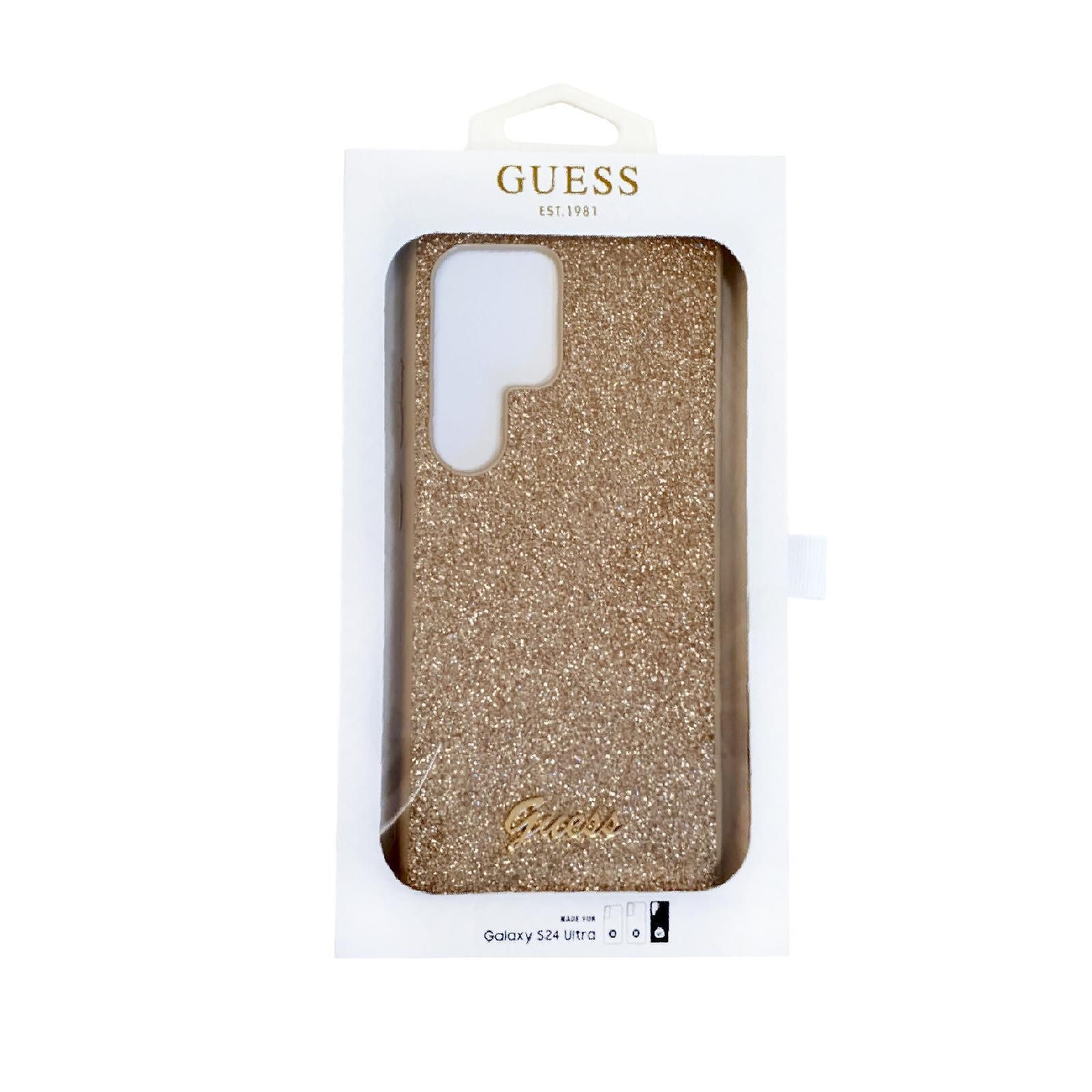 Оригинален кейс guess glitter script за samsung galaxy s24 ultra gold