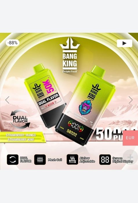 Pachet 2 Vape 50.000 Puffs 2 Arome Reincarcabil Display Originale